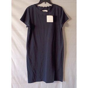 Pappagallo Women's Navy Blue Scallop Neck T-Shirt Dress Size M NWT $99